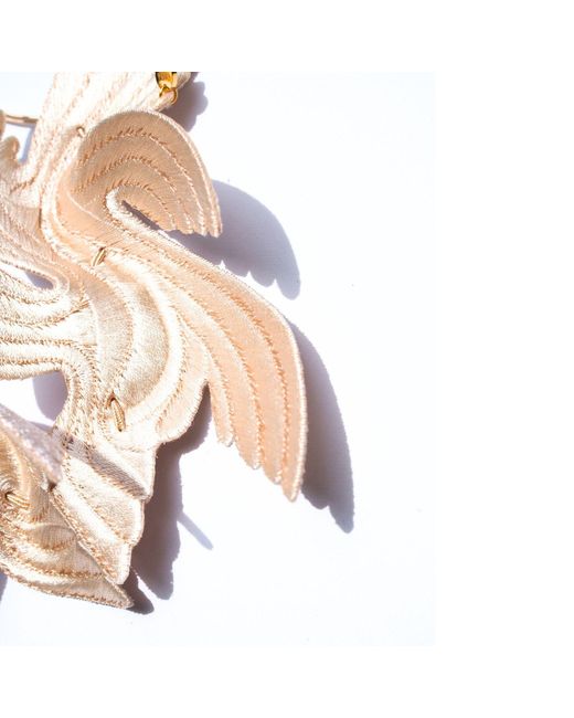 Nana Watanabe Metallic Joy Bird Wing Sculptural Embroidered Statement Necklace