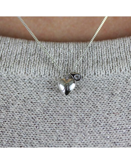 Lee Renee Metallic Heart Initial & Diamond Necklace