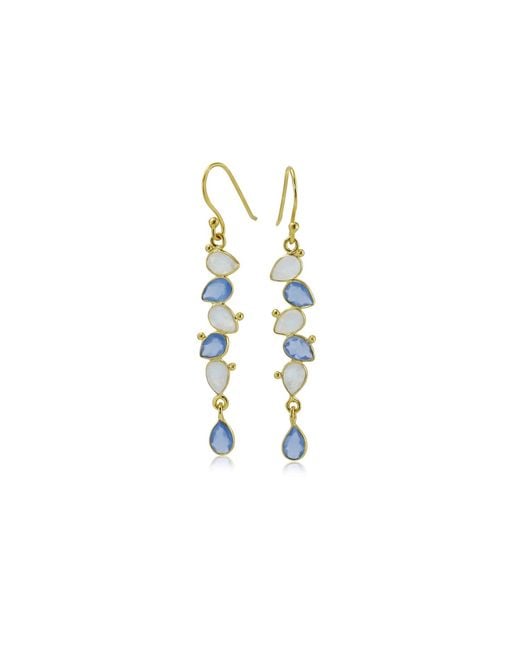 Isla Silver Metallic Moonstone & Chalcedony Drop Earrings