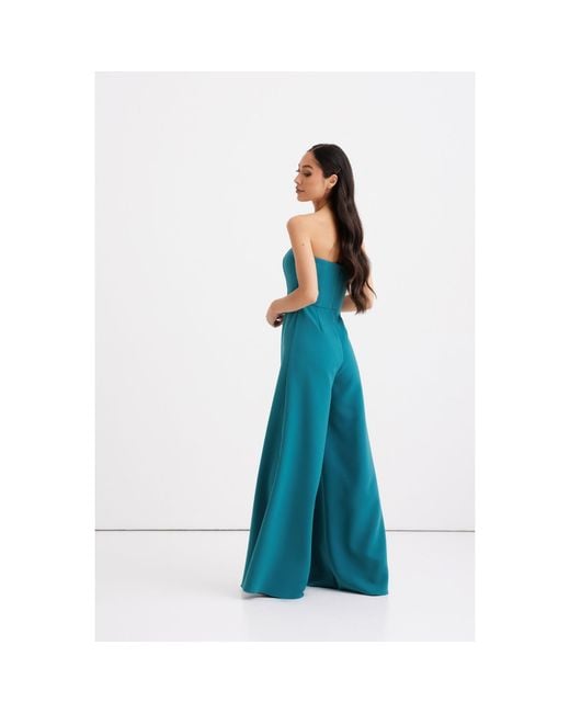 Nomi Fame Blue Sarah Palazzo Pant Corset Jumpsuit