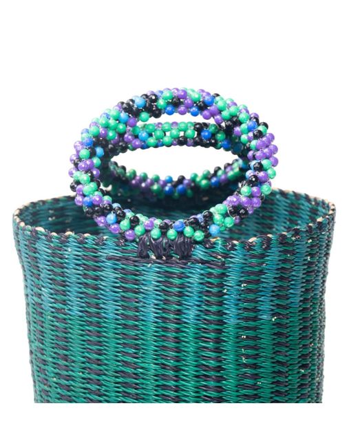 ORTUS Blue Inyene Straw Bucket Bag