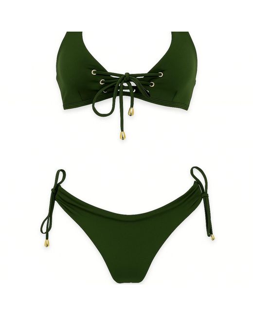 Live Kolibri Green Lace Up Bikini Set