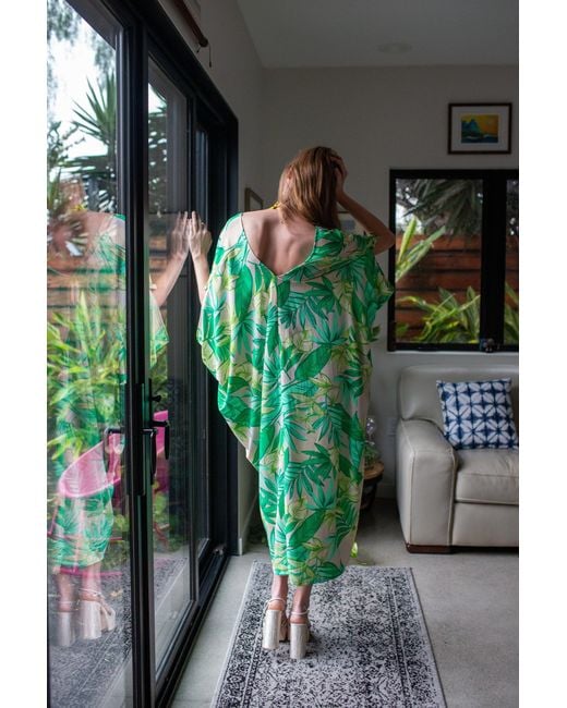 Jennafer Grace Green Canopy Nude Caftan