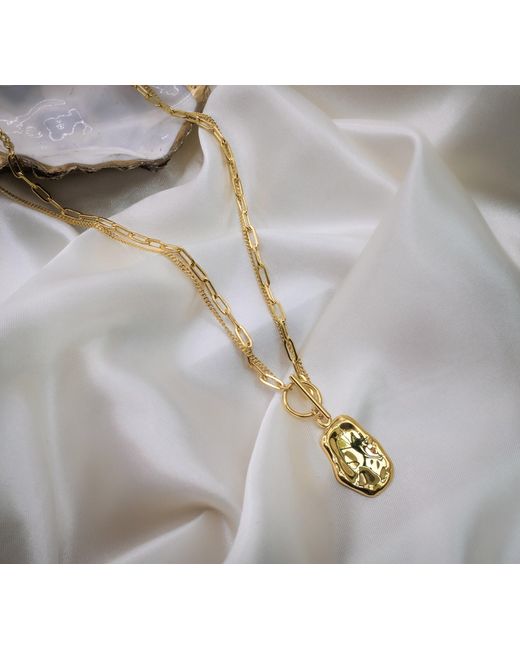 Aaria London Metallic Chelsea Double Chain Necklace- Gold