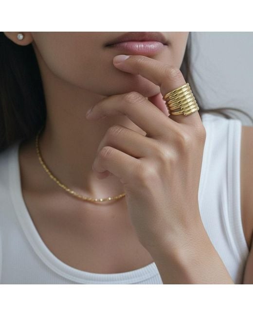 Uchi and Soto Metallic Kin Layered Statement Ring