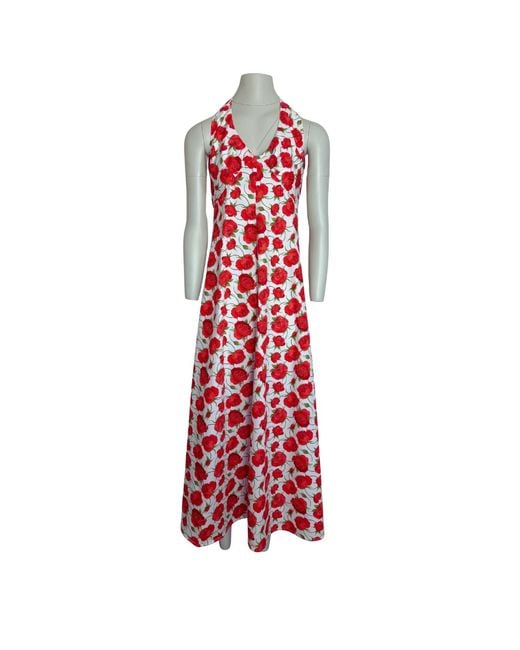 Couture to Your Door Red Rose Vintage Maxi Summer Dress