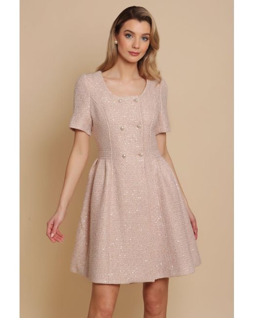 Santinni Pink 'Golden Age' Wool Tweed Dress Coat