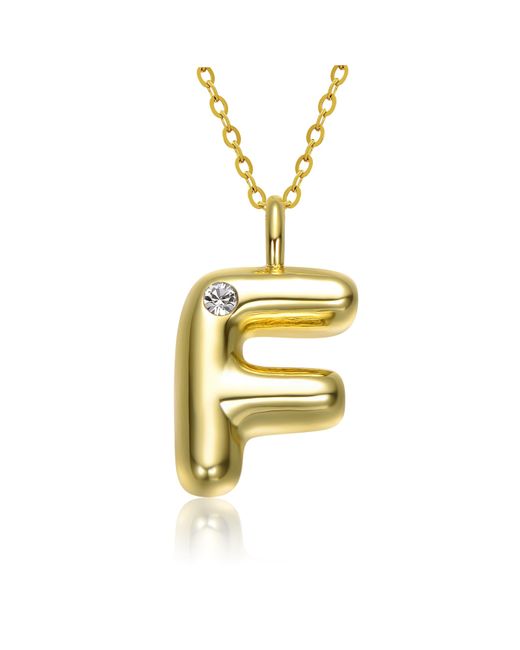 Genevive Jewelry Metallic Plated Swarovski Initial Pendant Bubble Letter Necklace