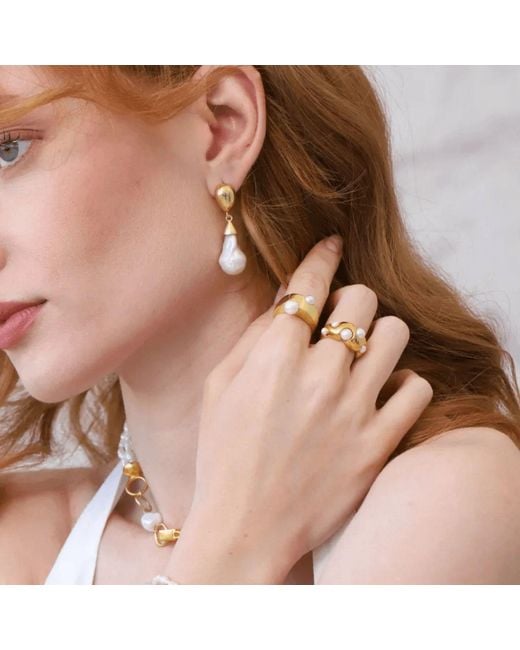 LINYA JEWELLERY Metallic Depi Big Baroque Pearl Earrings