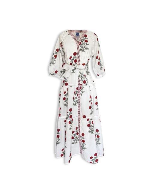 Pick Happy White Botanica Maxi Cotton Dress Rouge