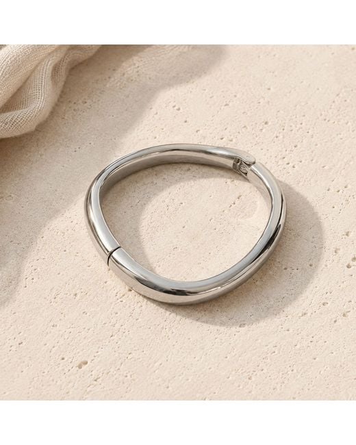 Rare Matters Jewelry Metallic Modern Organic Shape Stainless Steel Hinge Cuff