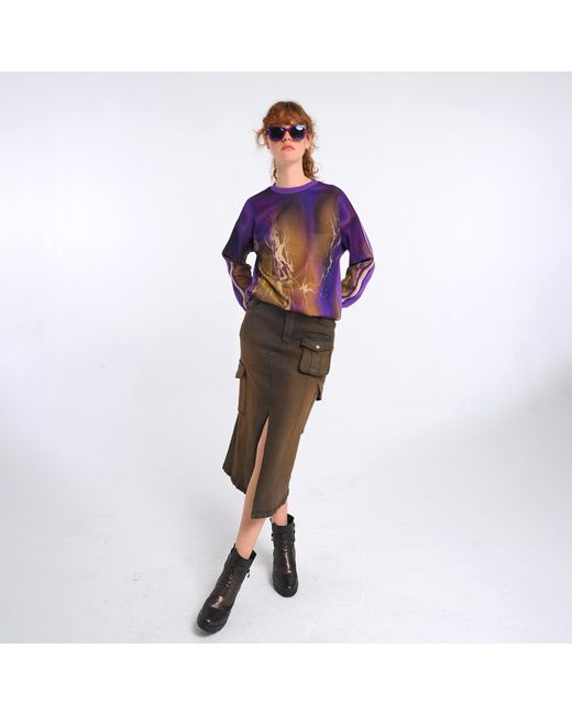 Lalipop Design Blue Abstract Print & Paneled Sweatshirt