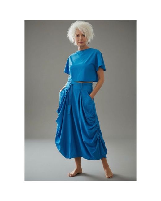 SNIDER Blue Leda Cropped Short Sleeve Top