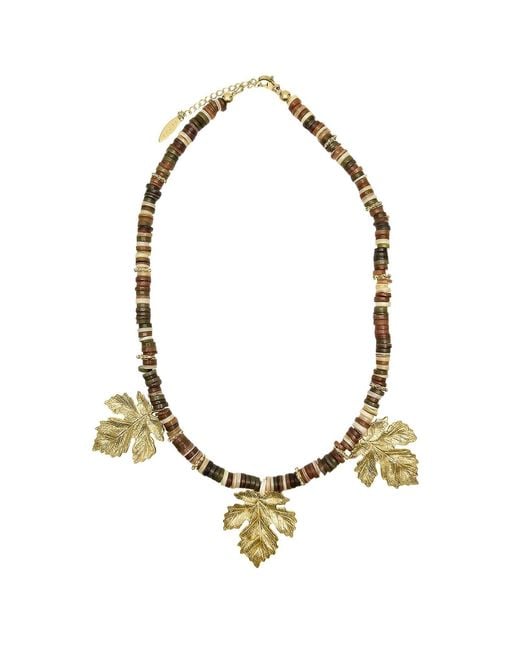 Farra Metallic Agate With Maple Leaves Statement Necklace
