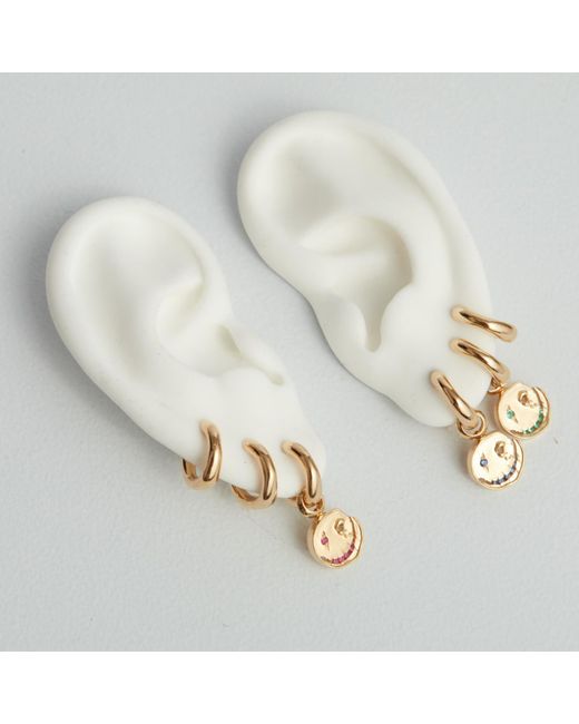 Kasun Metallic Smile Hoop Earrings – February – Amethyst – Plated