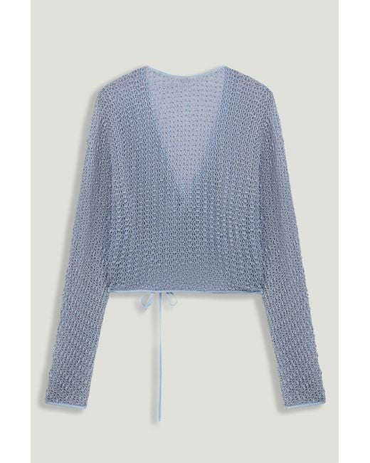 Nocturne Blue Wrap Mesh Blouse