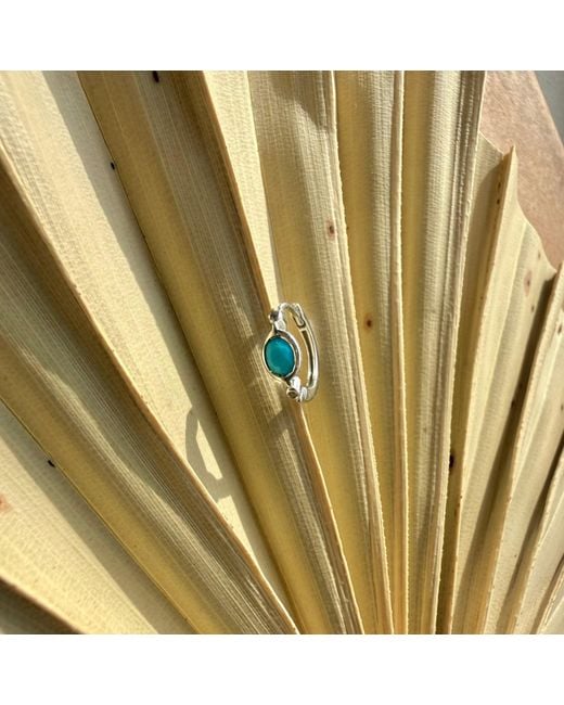 Zohreh Blue Sapphire Huggie Hoop Earring Pair Sterling