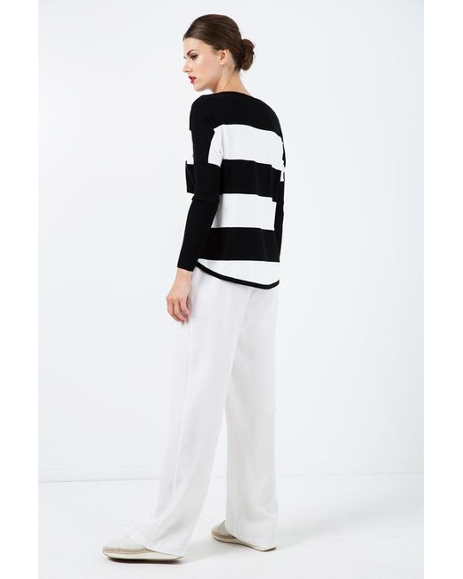 Conquista White Neutrals Long Wide Leg Pants
