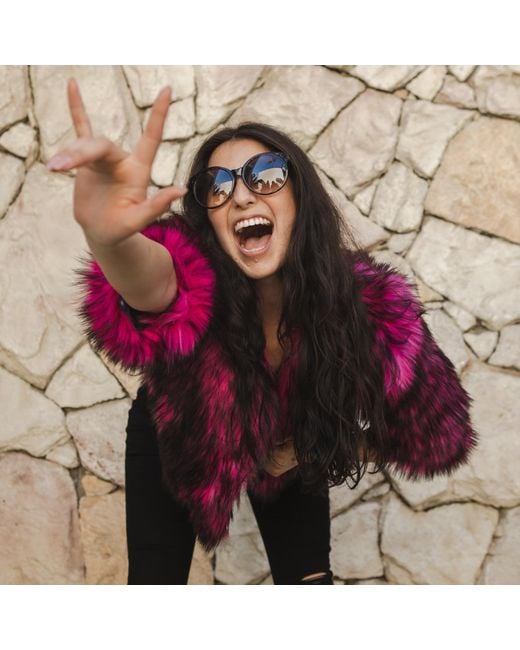 Jennafer Grace Multicolor Planet Queen Faux Fur Jacket