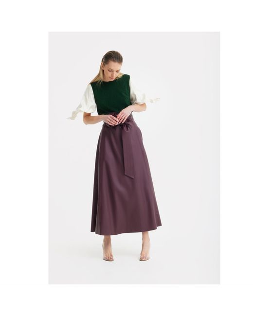Julia Allert Green Lurex Knit Top With Adjustable Satin Sleeves