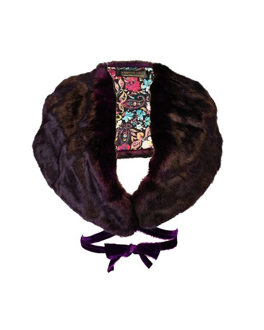 Jennafer Grace Black Plum Faux Fur Velvet Knot Stole