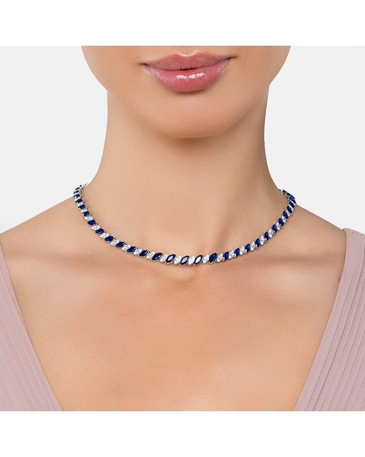 Latelita London Blue Viscountess Statement Tennis Necklace Sapphire