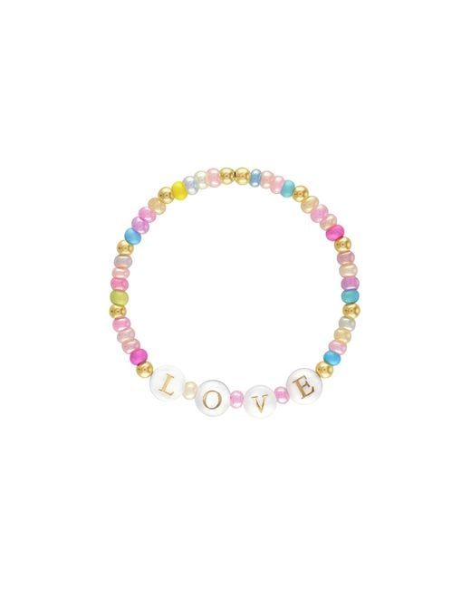 Olivia Le Metallic Love Pearl Pastel Beaded Bracelet