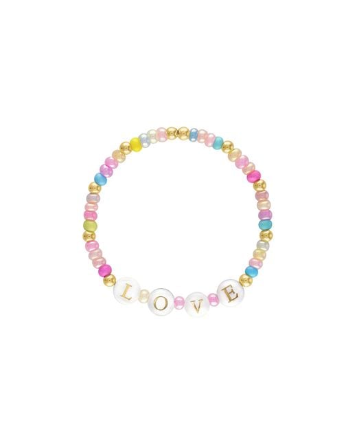 Olivia Le Metallic Love Pearl Pastel Beaded Bracelet