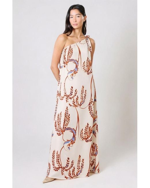 Traffic People White Neutrals Birds Of A Feather Cream And Print Sunset Dress
