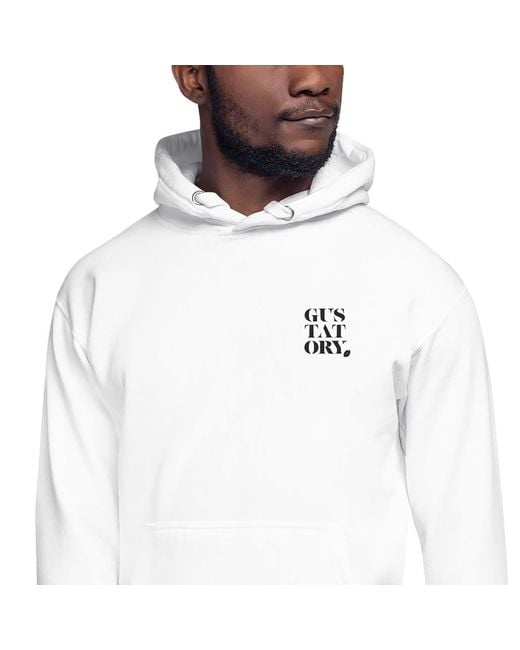 Anchor and Crew White Gustatory Melbourne Coffee Scene Cotton Blend Embroidered Hoodie for men