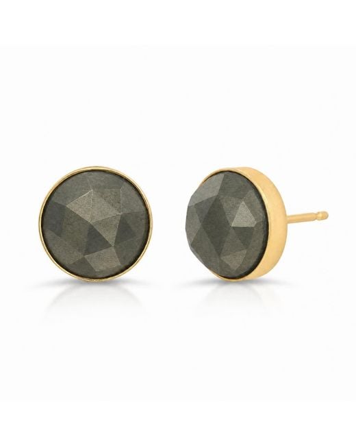 Heather Hawkins Jewelry Green Rose Cut Pyrite Oversized Studs