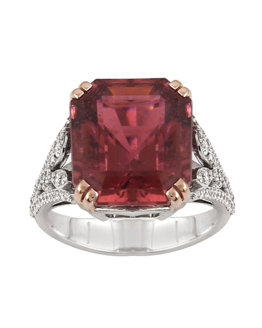 Artisan Red Natural Tourmaline & Diamond Cocktail Ring