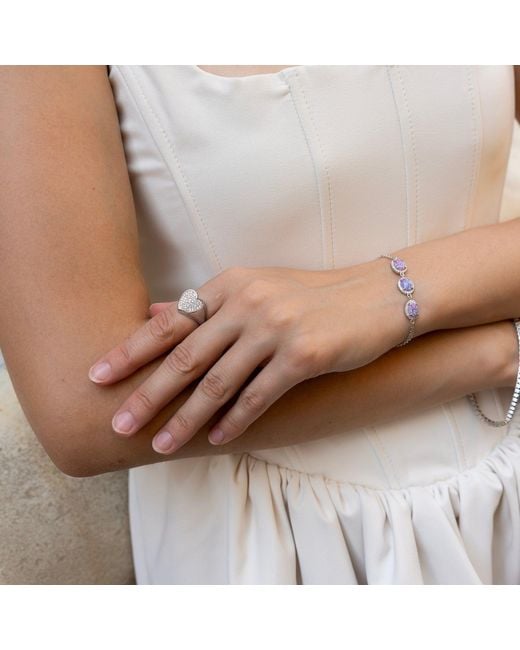 Spero London Metallic Sterling Opal Halo Bracelet