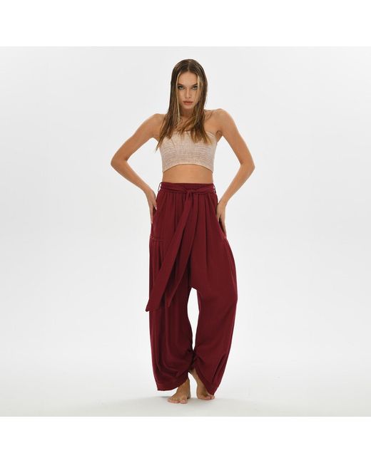Zhenabia Red Boho Harem Pants