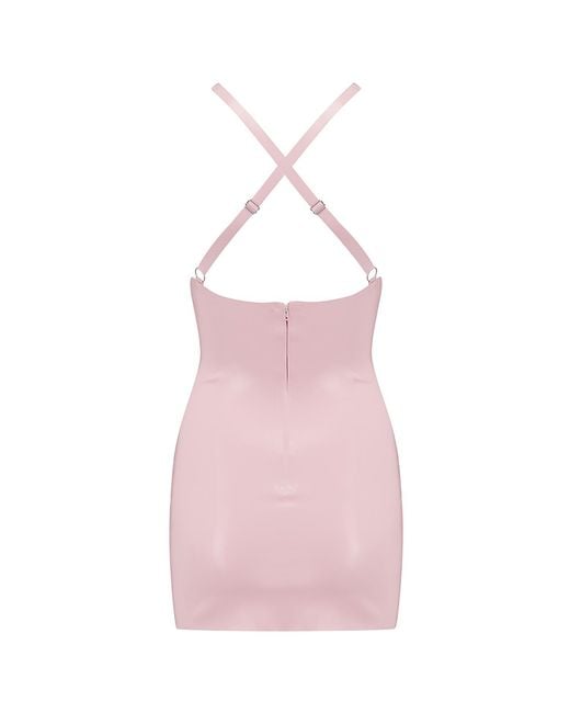 Elissa Poppy Pink Latex Mini Dress