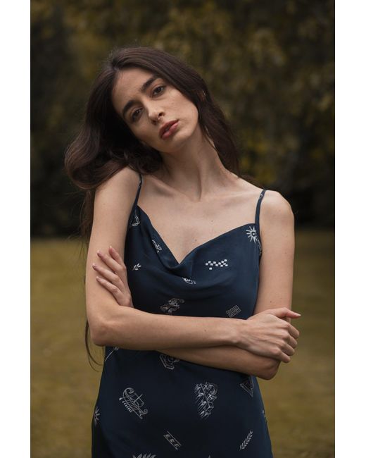 Em & Shi Blue Lining Slip Dress