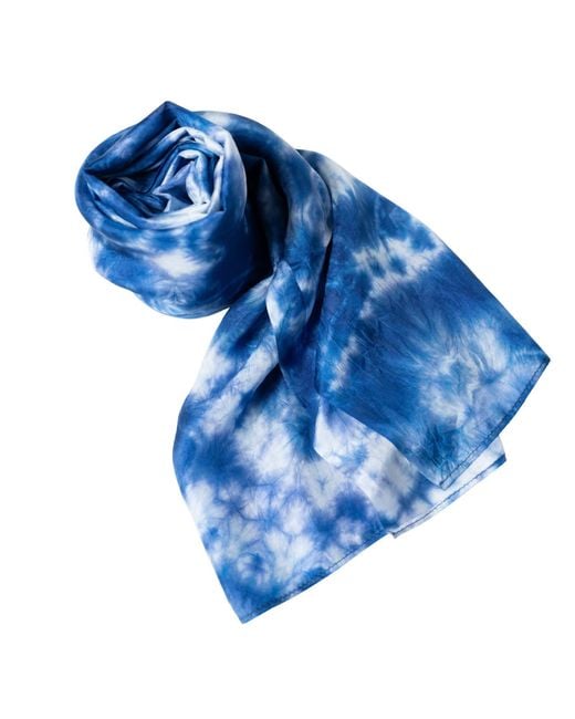 Silk and Bears Blue Sky Shibori Silk Shawl – Hand-Dyed Mulberry Silk Wrap