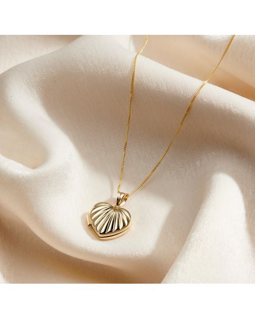 Posh Totty Designs Natural 9Ct Petite Shell Heart Locket