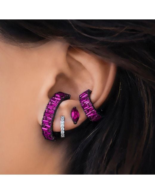 SALLY SKOUFIS Pink Natural Stud Earrings With Made Ruby