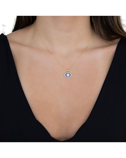 Ebru Jewelry Metallic Sparkly Evileye Necklace