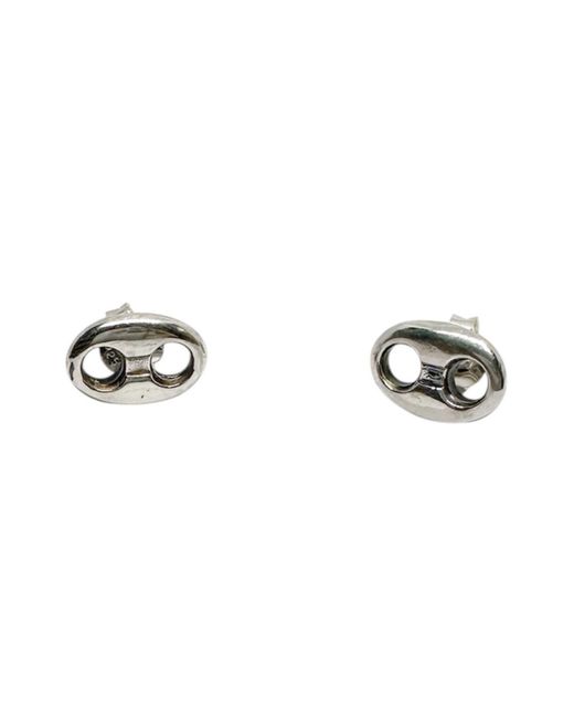 Tg-Jewellery by Tamara Gervasio Metallic Hand-Carved Sterling Stud Earrings – Anchor Link Design