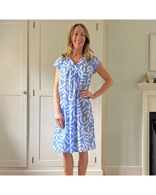 Lime Tree Design Blue Audrey Shift Large Leaf Cornish