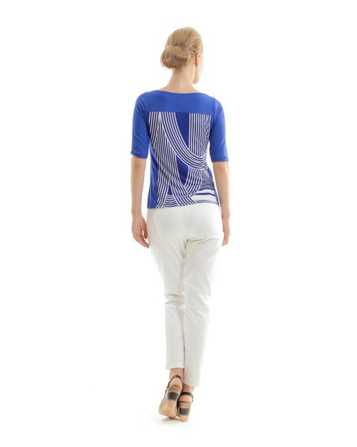 Conquista Blue Printed Half-Sleeved Top