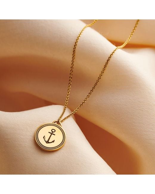 Posh Totty Designs Metallic Plated Nautical Anchor Disc Necklace