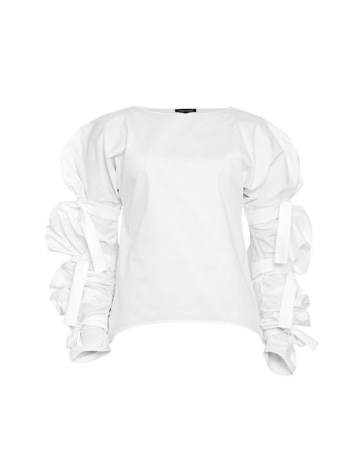Bianca Popp White Ribbon Wrapped Blouse
