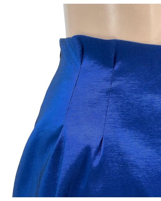 Monzlapur New York Blue Box Pleated Taffeta Skirt