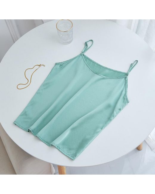 Soft Strokes Silk Green Pure Mulberry Silk Camisole With Adjustable Straps