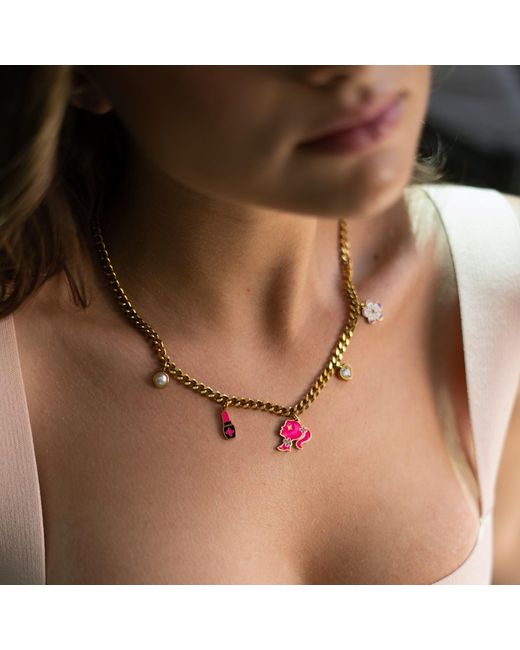 Ebru Jewelry Metallic Glamour Girl Charm Necklace