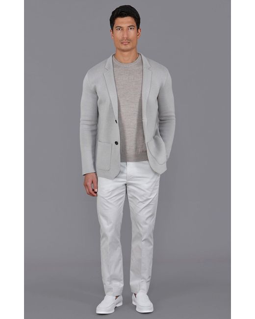 Paul James Knitwear Gray Lightweight Mercerised Cotton Giuseppe Knitted Blazer for men
