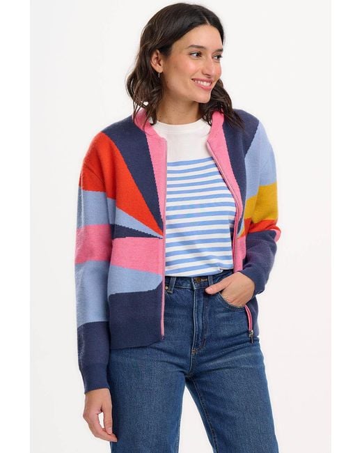 Sugarhill Blue Solana Knitted Bomber Multi, Sunrays